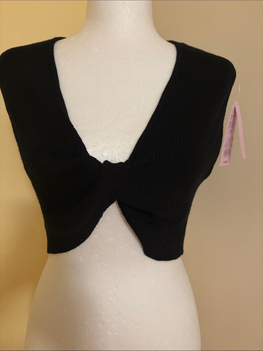 wild fable Black Twist-Knot Cropped Knit Top